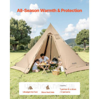Vevor 317727 Індіанський намет Tipi Tent з підключенням до плити, кемпінговий намет для 4-6 осіб Vevor 317727 Індіанський намет Tipi Tent з підключенням до плити, кемпінговий намет для 4-6 осіб