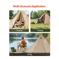 Vevor 317727 Індіанський намет Tipi Tent з підключенням до плити, кемпінговий намет для 4-6 осіб Vevor 317727 Індіанський намет Tipi Tent з підключенням до плити, кемпінговий намет для 4-6 осіб
