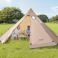 Vevor 317727 Індіанський намет Tipi Tent з підключенням до плити, кемпінговий намет для 4-6 осіб Vevor 317727 Індіанський намет Tipi Tent з підключенням до плити, кемпінговий намет для 4-6 осіб