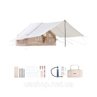 Vevor 317730 Надувні намети для кемпінгу 3x2x2 м, 3-5 осіб, 300D Oxford 4 Season Glamping Tent with Canopy, Hand Pump, Stove