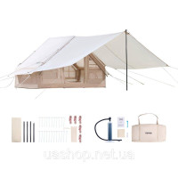 Vevor 317730 Надувні намети для кемпінгу 3x2x2 м, 3-5 осіб, 300D Oxford 4 Season Glamping Tent with Canopy, Hand Pump, Stove