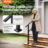 Vevor 315773 Комплект перил для сходів 103 см на 2-3 сходинки, чорна квадратна труба з горизонтальною перекладиною, опорні перила Vevor 315773 Комплект перил для сходів 103 см на 2-3 сходинки, чорна квадратна труба з горизонтальною перекладиною, опорні перила