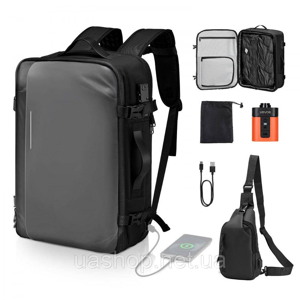 Vevor 316595 Рюкзак Vacuum Travel, 65 л, розширюваний вакуумний компресійний рюкзак з насосом, замок, схвалений TSA, порт