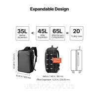 Vevor 316595 Рюкзак Vacuum Travel, 65 л, розширюваний вакуумний компресійний рюкзак з насосом, замок, схвалений TSA, порт