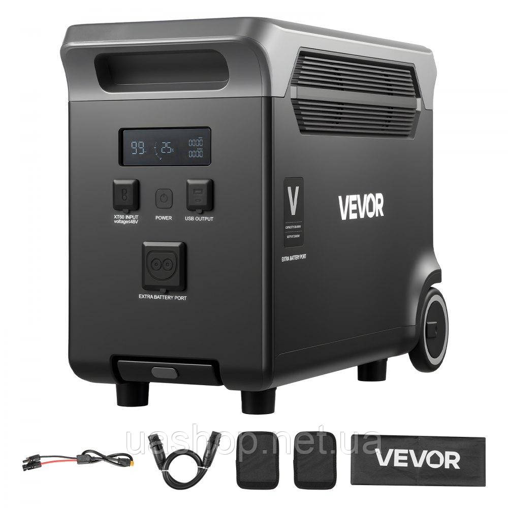 Vevor 316615 Додатковий акумулятор для портативної електростанції, подовжувач LiFePO4 ємністю 3840 Вт·год з 3 вихідними портами