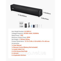 Vevor 316618 Саундбар для Smart TV, 2.0-канальний, компактні динаміки для телевізора 450 мм для проектора, підключення Bluetooth Vevor 316618 Саундбар для Smart TV, 2.0-канальний, компактні динаміки для телевізора 450 мм для проектора, підключення Bluetooth