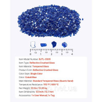 Vevor 317774 Скляні камінці Fire Glass 15,88 кг, 12,7 мм, камінні, скляні камені, декор, кобальтово-сині