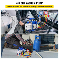Vevor 316667 Вакуумний насос AC Набір вакуумних насосів 4,8 CFM 5PA 0-800PSI HVAC з футляром Vevor 316667 Вакуумний насос AC Набір вакуумних насосів 4,8 CFM 5PA 0-800PSI HVAC з футляром