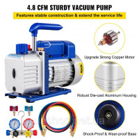 Vevor 316667 Вакуумний насос AC Набір вакуумних насосів 4,8 CFM 5PA 0-800PSI HVAC з футляром Vevor 316667 Вакуумний насос AC Набір вакуумних насосів 4,8 CFM 5PA 0-800PSI HVAC з футляром