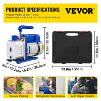 Vevor 316667 Вакуумний насос AC Набір вакуумних насосів 4,8 CFM 5PA 0-800PSI HVAC з футляром Vevor 316667 Вакуумний насос AC Набір вакуумних насосів 4,8 CFM 5PA 0-800PSI HVAC з футляром