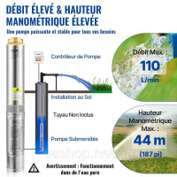 Vevor 316721 Вевар 101,6 мм насос глибиною свердловини 370 Вт Brunnen Pump 110 л/хв дайвінгу насоса максимальна висота конвеєра 44 Vevor 316721 Вевар 101,6 мм насос глибиною свердловини 370 Вт Brunnen Pump 110 л/хв дайвінгу насоса максимальна висота конвеєра 44