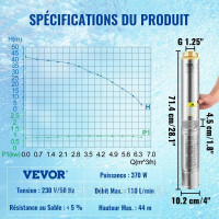 Vevor 316721 Вевар 101,6 мм насос глибиною свердловини 370 Вт Brunnen Pump 110 л/хв дайвінгу насоса максимальна висота конвеєра 44 Vevor 316721 Вевар 101,6 мм насос глибиною свердловини 370 Вт Brunnen Pump 110 л/хв дайвінгу насоса максимальна висота конвеєра 44