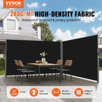 Vevor 317866 Вітрозахисний тент для внутрішнього дворика 180 x 600 см чорний рулонний бічний тент, що розсувається для приватного Vevor 317866 Вітрозахисний тент для внутрішнього дворика 180 x 600 см чорний рулонний бічний тент, що розсувається для приватного