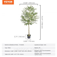 Vevor 317889 Оливкове дерево штучне 81x81x179см Штучна рослина ПЕ Штучні рослини Фальшиві пластикові рослини в горщику Штучна Vevor 317889 Оливкове дерево штучне 81x81x179см Штучна рослина ПЕ Штучні рослини Фальшиві пластикові рослини в горщику Штучна