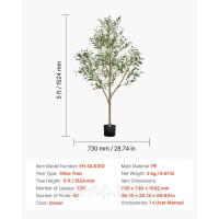 Vevor 317916 Штучна оливкова деревця 1,5 м, штучна рослина з чорним горщиком, прикраса для інтер'єру Vevor 317916 Штучна оливкова деревця 1,5 м, штучна рослина з чорним горщиком, прикраса для інтер'єру