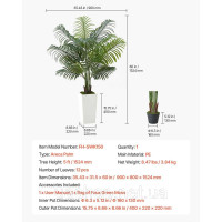 Vevor 317927 Vorvor Artificial Areca Palm, 1,52 м, штучні тропічні пальмові рослини з білим саджанцем, штучна рослина рослини в
