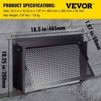 Vevor 315936 Вентиляційна решітка 406 x 203 мм, торцева решітка з оцинкованої сталі, товщина 0,75 мм, витяжна решітка з клапаном,