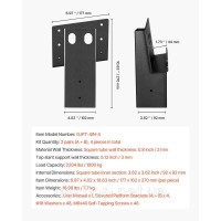 Vevor 315946 Кронштейни платформи, підходять для пиломатеріалів 88,9x88,9 мм, комплект з 4 штук Vevor 315946 Кронштейни платформи, підходять для пиломатеріалів 88,9x88,9 мм, комплект з 4 штук