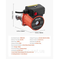 Vevor 316776 Циркуляційний насос, 38 л/хв, система миттєвої рециркуляції, 3-швидкісне керування, 100 Вт, змінний струм 220-240 В, Vevor 316776 Циркуляційний насос, 38 л/хв, система миттєвої рециркуляції, 3-швидкісне керування, 100 Вт, змінний струм 220-240 В,