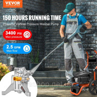 Vevor 316794 Насос високого тиску, вертикальний вал 22 мм, 3400 PSI, 2,5 галона за хвилину, запасний комплект насоса для мийки