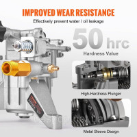 Vevor 316794 Насос високого тиску, вертикальний вал 22 мм, 3400 PSI, 2,5 галона за хвилину, запасний комплект насоса для мийки