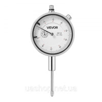 Vevor 317014 Індикатор циферблатний, точність 0,03 мм, діапазон вимірювання 0-25,4 мм, великий циферблат, легко читається,