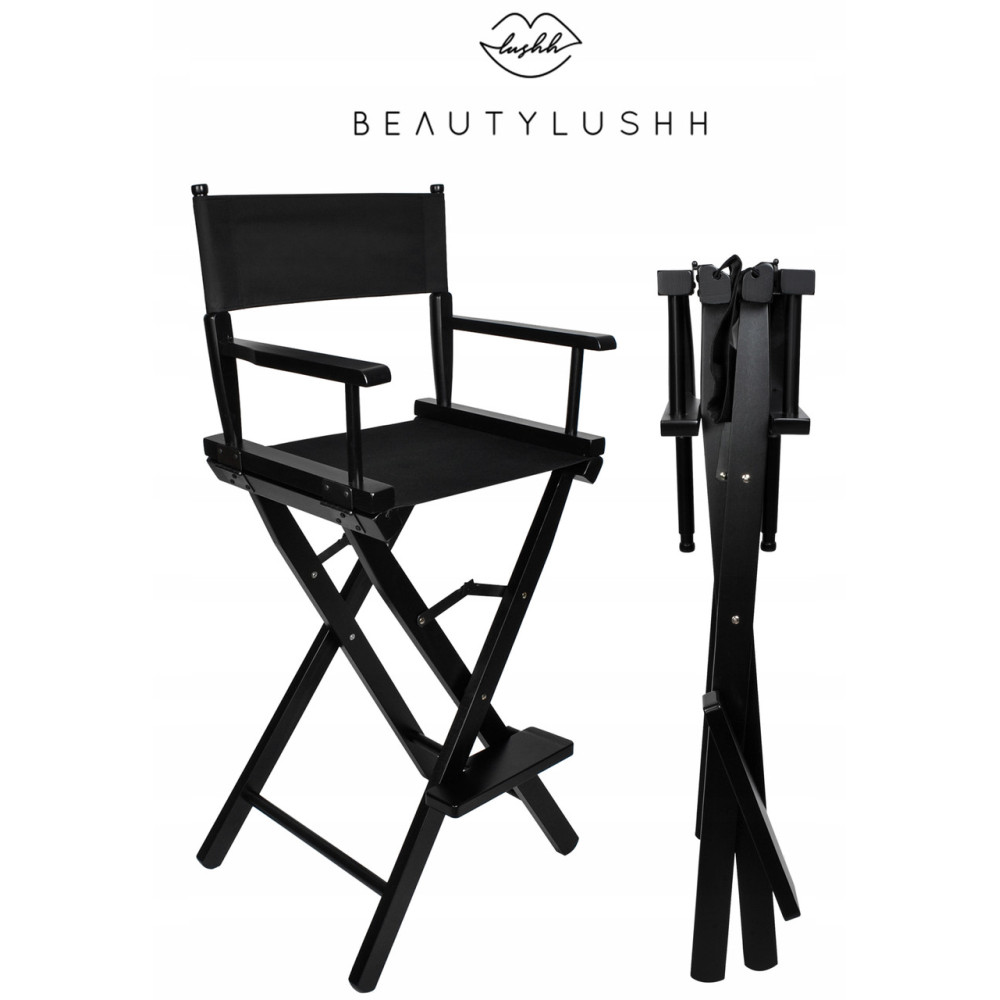 Макіяжне крісло Make-Up Beautylushh 25414 складне, дерев'яне. Косметичний чорний для макіяжу