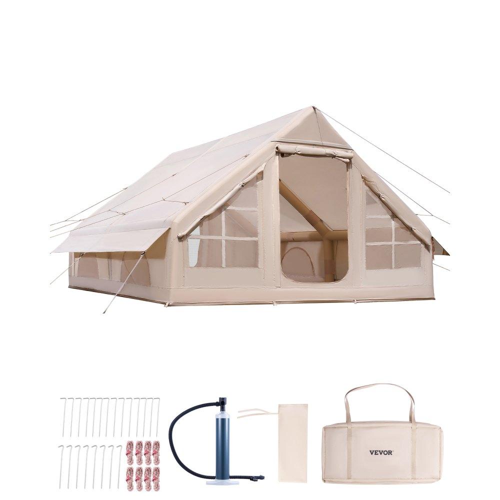 VEVOR 256670 Надувні намети для кемпінгу 4x3x2 м, 5-8 осіб, 300D Oxford Glamping Tent з підключенням до печі,