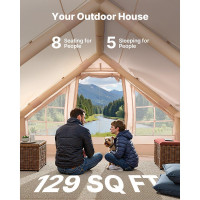 VEVOR 256670 Надувні намети для кемпінгу 4x3x2 м, 5-8 осіб, 300D Oxford Glamping Tent з підключенням до печі,