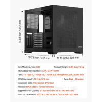 Ігровий корпус VEVOR для ПК Mid-Tower, двокамерний, для материнської плати ATX без вентилятора 305340