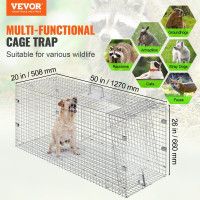 VEVOR Пастка для клітки для живих тварин 127 x 50 x 66 см Гуманна пастка для котів, білок, мишей 305604 VEVOR Пастка для клітки для живих тварин 127 x 50 x 66 см Гуманна пастка для котів, білок, мишей 305604