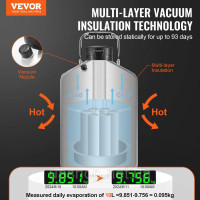 Резервуар для рідкого азоту VEVOR контейнер для азоту 10л LN2 контейнер 6 каністр 305933