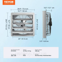 Витяжний вентилятор VEVOR Настінний вентилятор 615 мм 2892 CFM AC 115 W 310066
