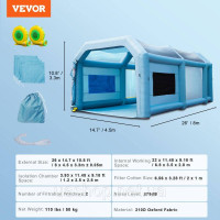 Vevor 310440 Портативний надувний намет для фарбування розпилювачем Надувний намет для захисту від розпилення фарби для проектів
