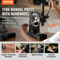 Vevor 310676 Ручний важільний прес Arbor Press, ручний важільний прес 1 т, ручний валковий прес, прецизійний ручний прес,