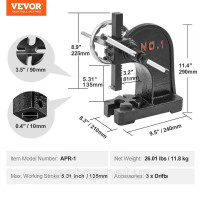 Vevor 310676 Ручний важільний прес Arbor Press, ручний важільний прес 1 т, ручний валковий прес, прецизійний ручний прес,