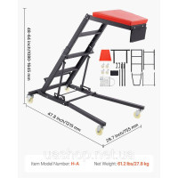Vevor 310856 Rollable Automotive Topside Creeper, двигун Creeper 1080-1645 мм регульований, вантажопідйомність 181,44 кг High Top