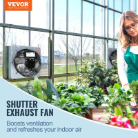 Vevor 311152 Витяжний вентилятор Настінний вентилятор 262 мм Настінний 753 CFM 27 Вт