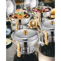Vevor 311724 Підігрівач їжі Chafing Dish Buffet з 4 повнорозмірними контейнерами (по 4,7 л кожен), круглий дозатор для кейтерингу