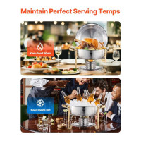 Vevor 311724 Підігрівач їжі Chafing Dish Buffet з 4 повнорозмірними контейнерами (по 4,7 л кожен), круглий дозатор для кейтерингу