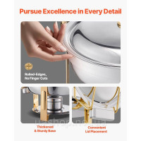 Vevor 311724 Підігрівач їжі Chafing Dish Buffet з 4 повнорозмірними контейнерами (по 4,7 л кожен), круглий дозатор для кейтерингу
