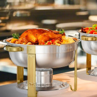 Vevor 311724 Підігрівач їжі Chafing Dish Buffet з 4 повнорозмірними контейнерами (по 4,7 л кожен), круглий дозатор для кейтерингу