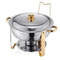 Vevor 311724 Підігрівач їжі Chafing Dish Buffet з 4 повнорозмірними контейнерами (по 4,7 л кожен), круглий дозатор для кейтерингу