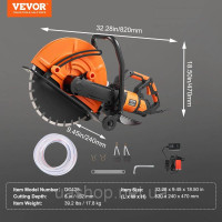 Пила для бетону VEVOR 2800W фреза для тротуару фреза для бетону 406 мм 311828
