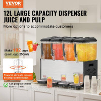 Vevor 312151 Диспенсер для комерційних напоїв 4x12 л Диспенсер холодних соків Напої з льодом