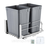 Vevor 312513Висувний сміттєвий бак VEVOR (35 кварт + 35 кварт) для кухонних шаф, подвійний сміттєвий бак під раковину, сміттєвий к