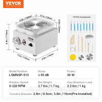 Vevor 312656 Mini Pottery Wheel Міні-електричний керамічний круг 320RPM Білий