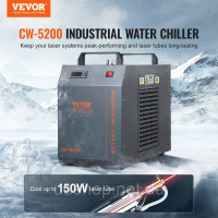 Vevor 312704 Промисловий охолоджувач води, CW-5200, система охолодження водяного охолоджувача з вбудованим компресором, ємність