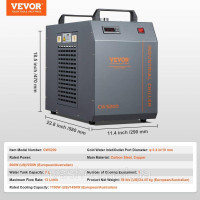 Vevor 312704 Промисловий охолоджувач води, CW-5200, система охолодження водяного охолоджувача з вбудованим компресором, ємність