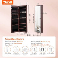 Vevor 312713 Шафа для ювелірних виробів дзеркальна шафа для зберігання ювелірних виробів 108 см настінний коричневий